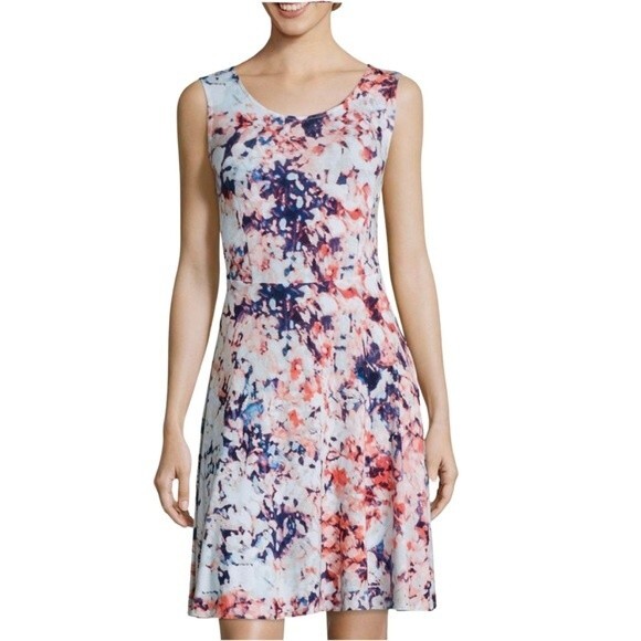 Watercolor abstract fit and flare sundress size small - Picture 1 of 4